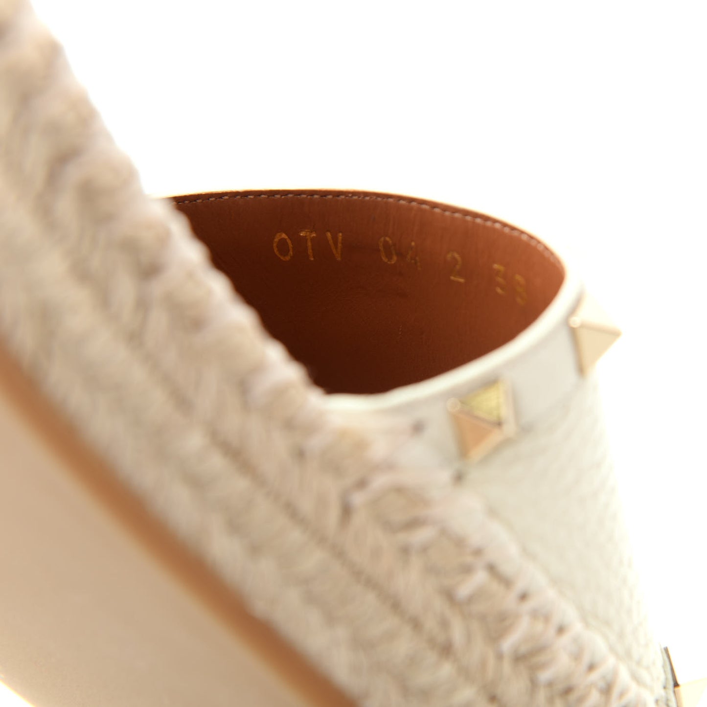 Canvas Rockstud Espadrille Flat Slide Sandals 38 White