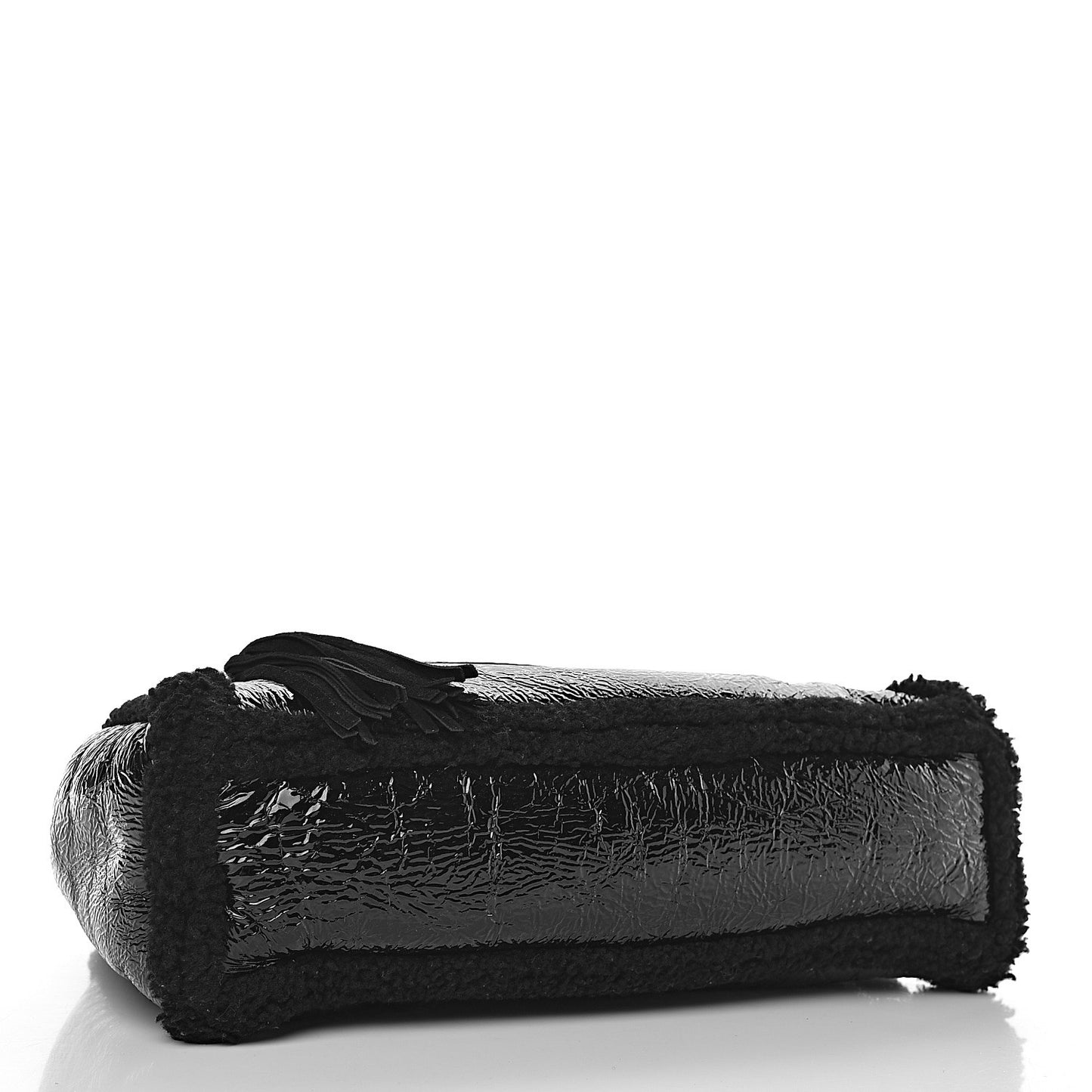 Patent Shearling Medium Soho Chain Shoulder Bag Black