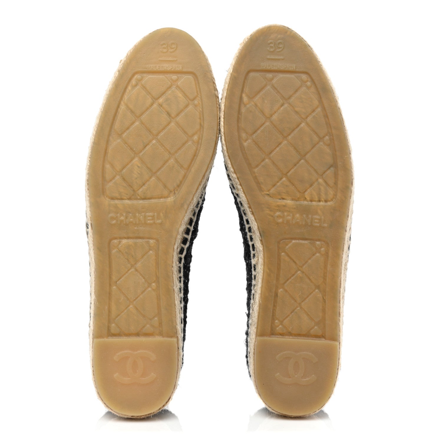 Chanel Metallic Lambskin Tweed CC Espadrilles 39 Black Silver 5 of 9