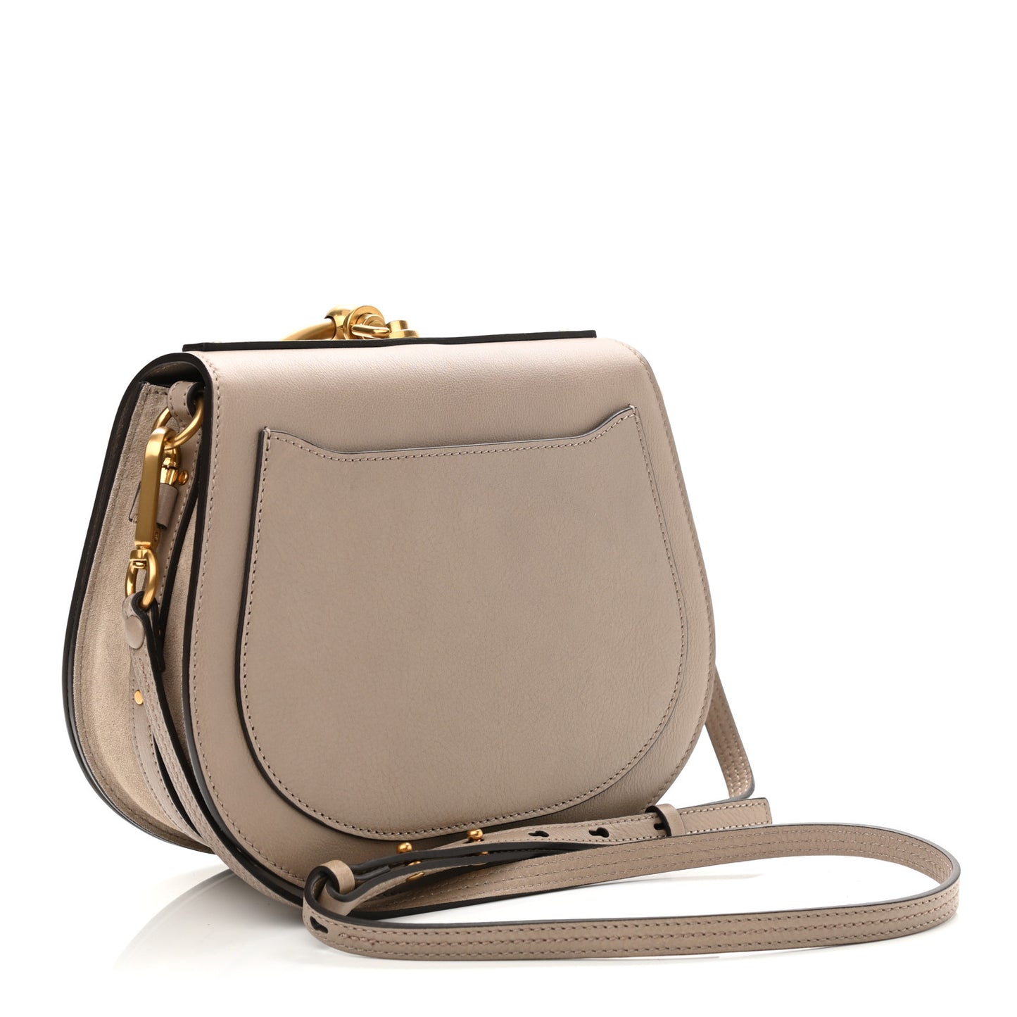 Calfskin Suede Medium Nile Bracelet Bag Motty Grey