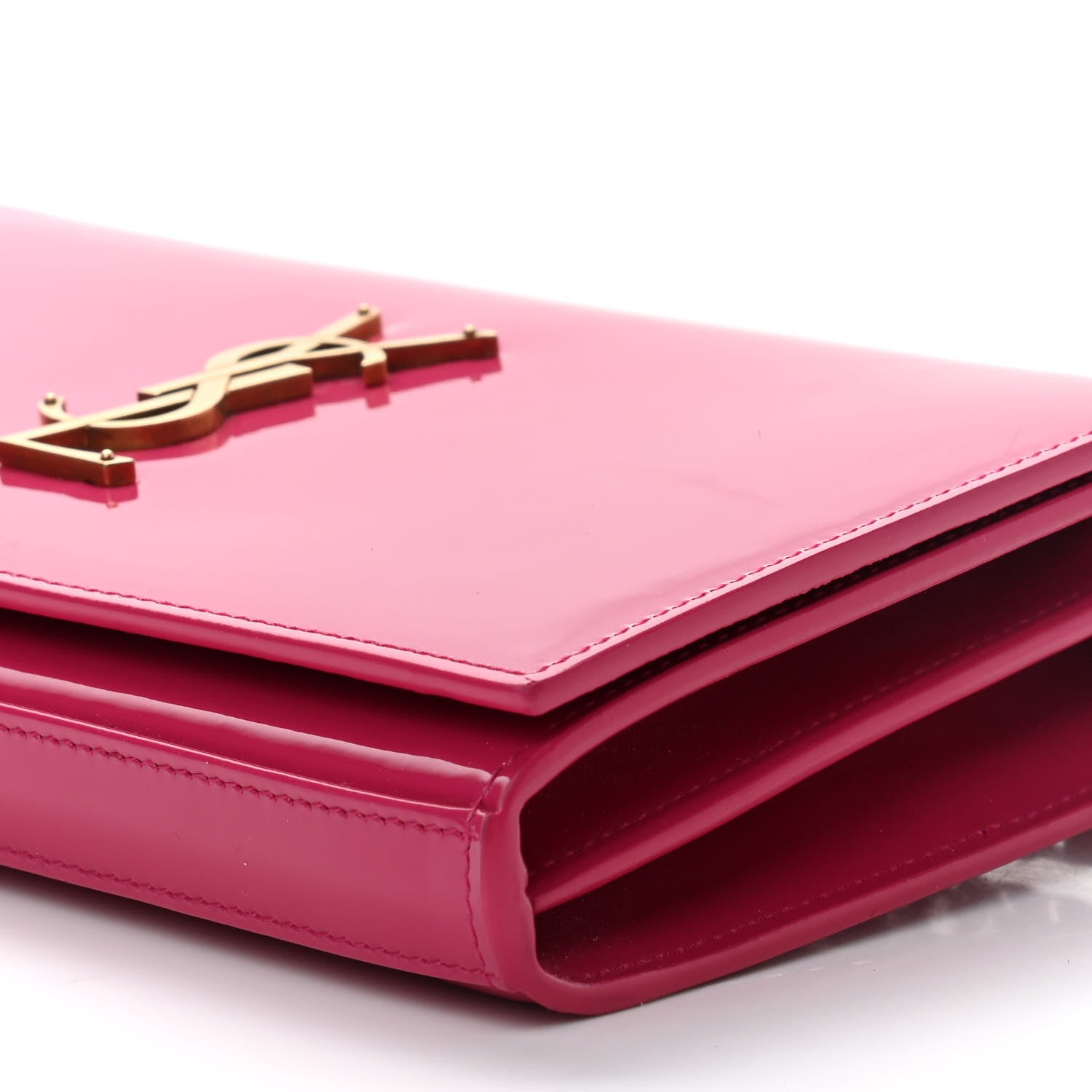 Saint Laurent Patent Calfskin Monogram Kate Wallet On Chain Fresh Fuxia 9 of 11