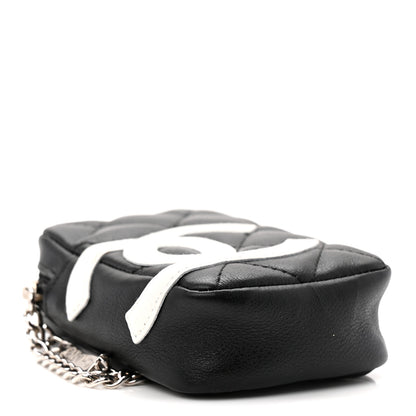 Chanel Calfskin Quilted Cambon Cigarette Case Holder Black White 4 of 8