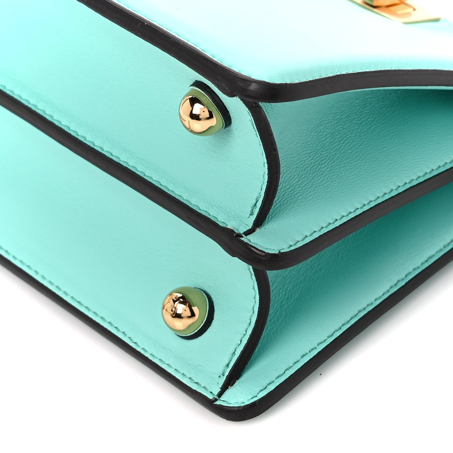 Shiny Nappa Petite Peekaboo I SEE U Satchel Spring Turquoise
