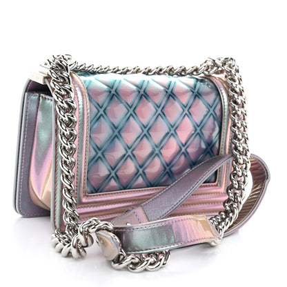 Chanel Iridescent Patent Calfskin PVC Quilted Small Boy Flap Light Purple 3 of 11