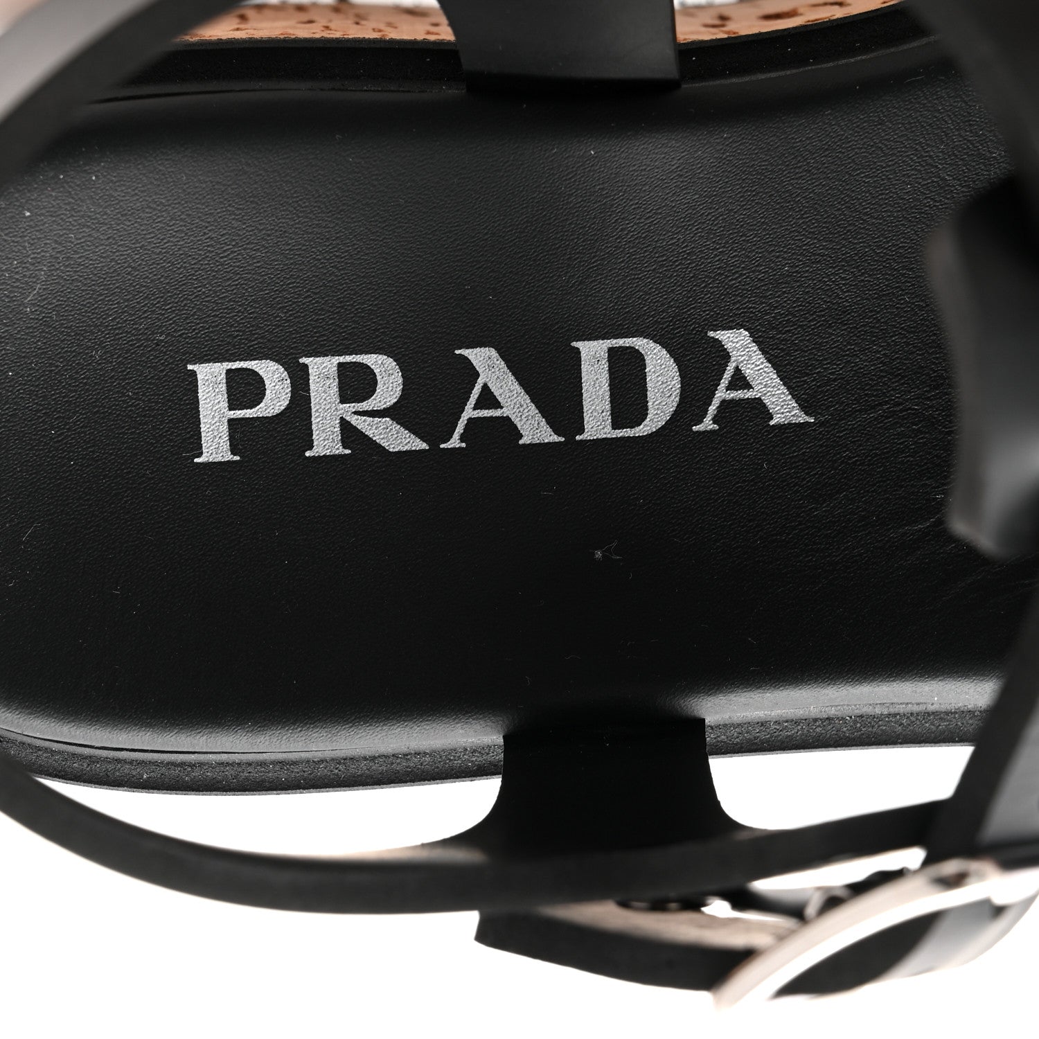 Prada Foam Rubber Cork Triangle Logo Platform Cage Sandals 38 Black 8 of 10