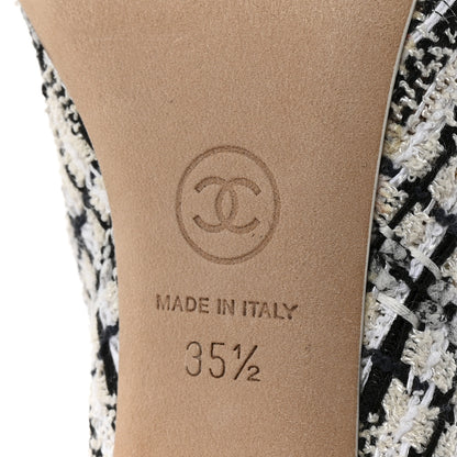 Chanel Tweed Lambskin Cap Toe CC Short Boots 35.5 White Black 13 of 18
