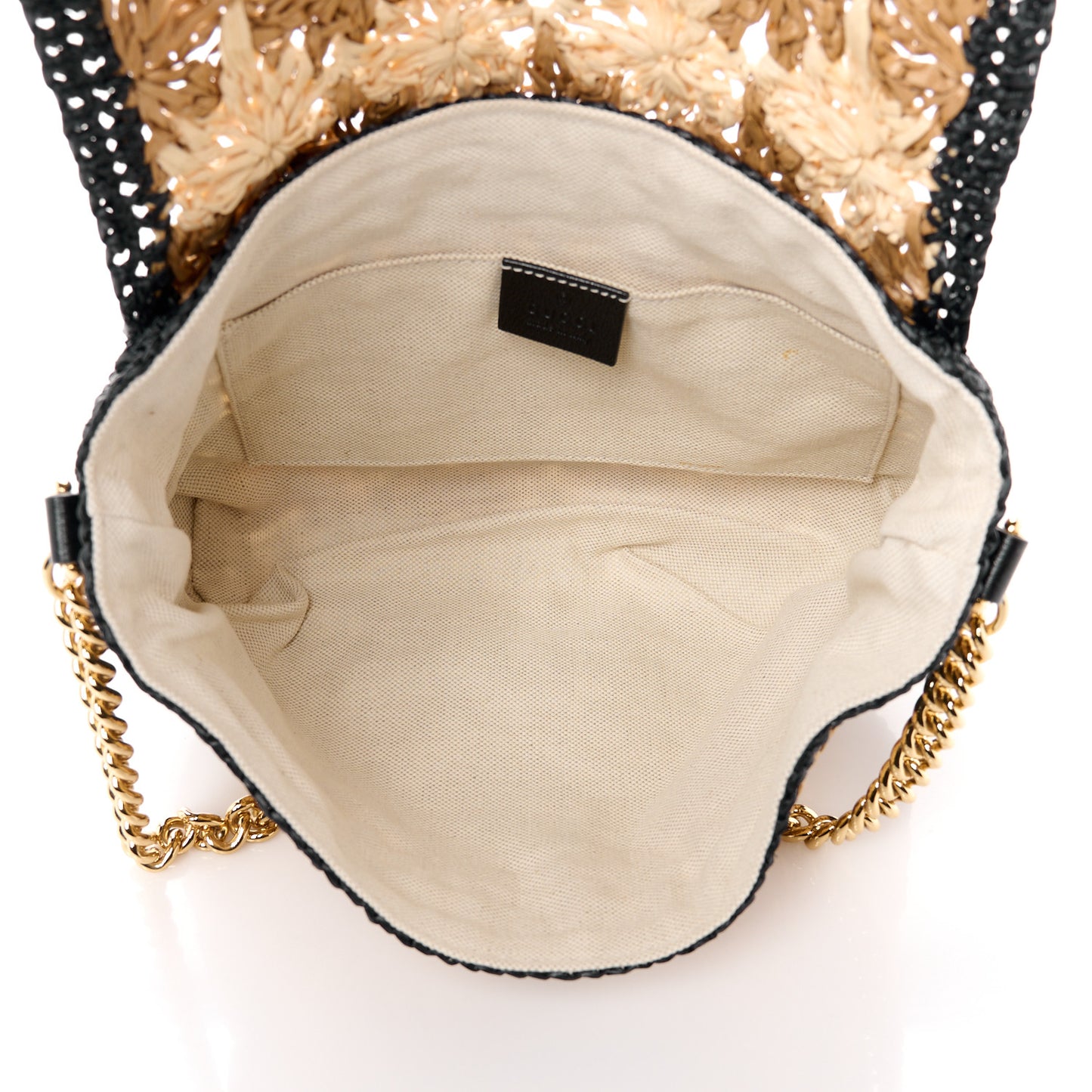 Raffia Azalea Calfskin Crochet Flower Small GG Marmont Shoulder Bag Natural Ecru Black