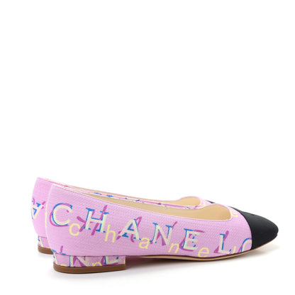 Chanel Fabric Grosgrain CC Flats 36 Pink Beige Black 4 of 11