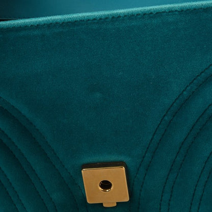 Gucci Velvet Matelasse Small GG Marmont Shoulder Bag Pavone Cyan 11 of 13
