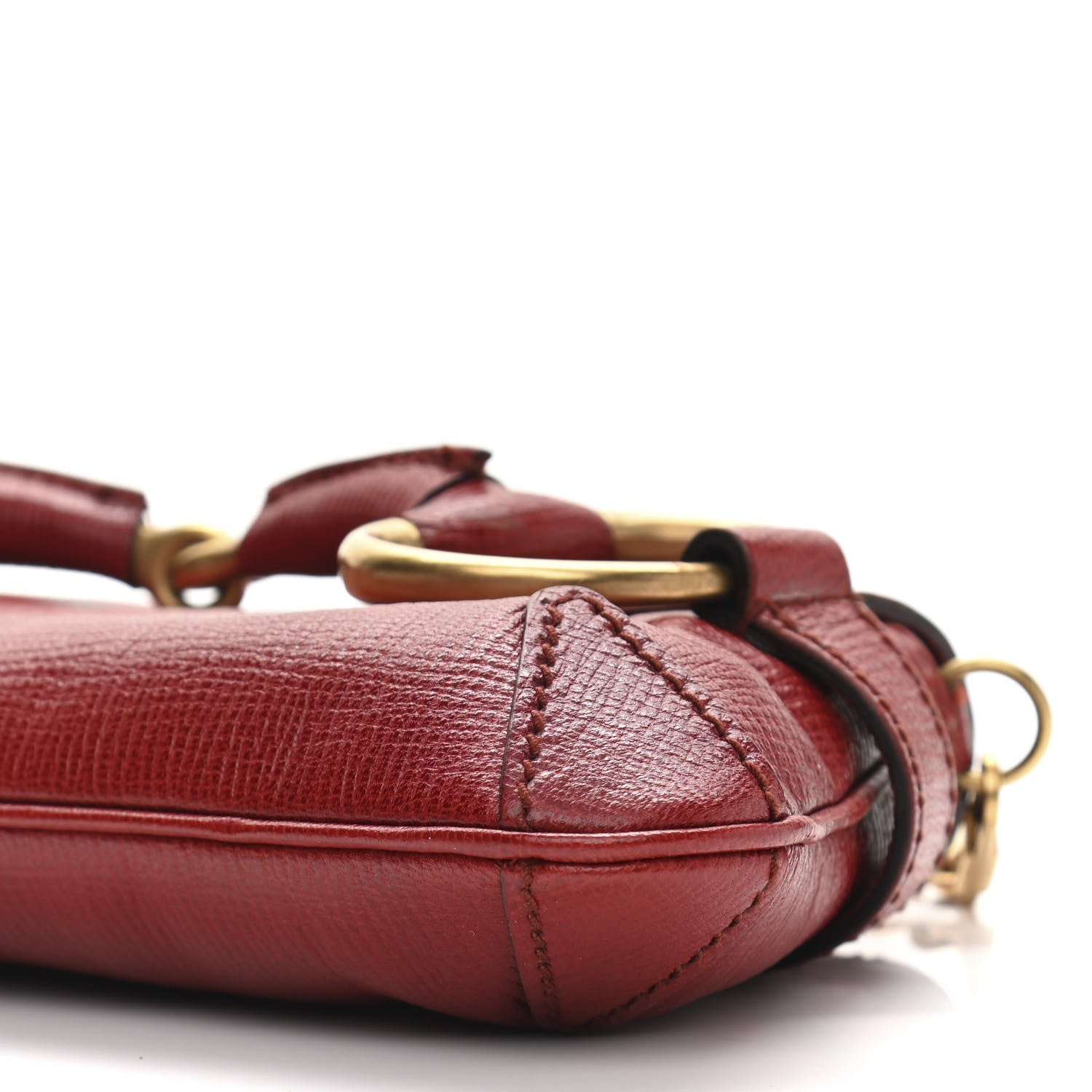 Gucci Textured Calfskin Horsebit Chain Clutch Red 8 of 12