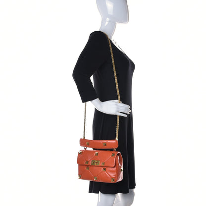 Valentino Garavani Nappa Medium Roman Stud Shoulder Bag Orange Zest 2 of 14