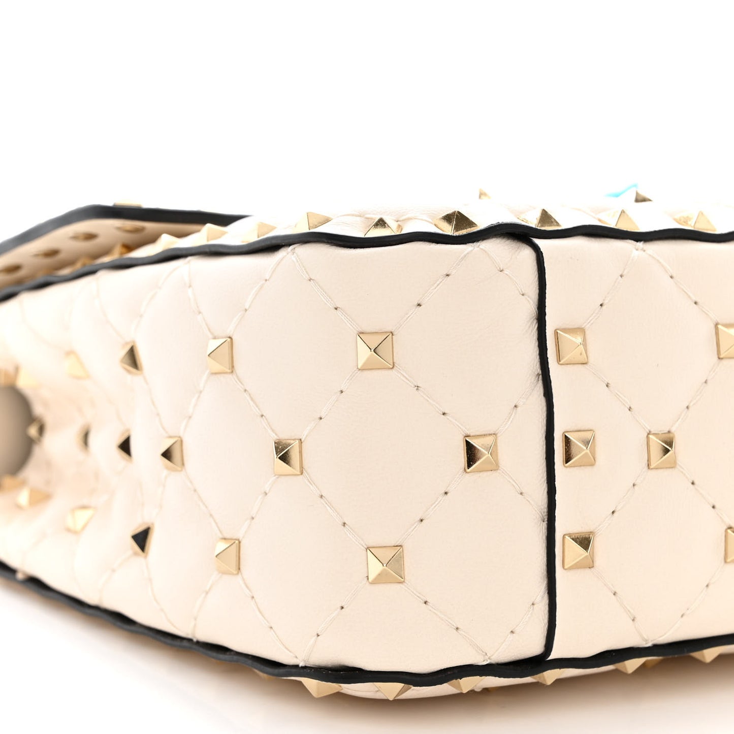 Lambskin Medium Rockstud Spike Shoulder Bag White