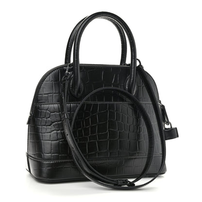 Balenciaga Calfskin Crocodile Embossed S Rivet Ville Top Handle Bag Black 3 of 12