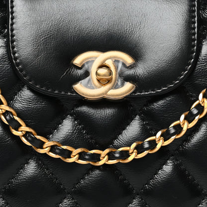 Chanel Shiny Aged Calfskin Quilted Nano Kelly Shopper Black 8 of 11