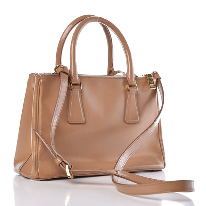 Prada Saffiano Vernice Mini Galleria Double Zip Tote Noisette 4 of 20