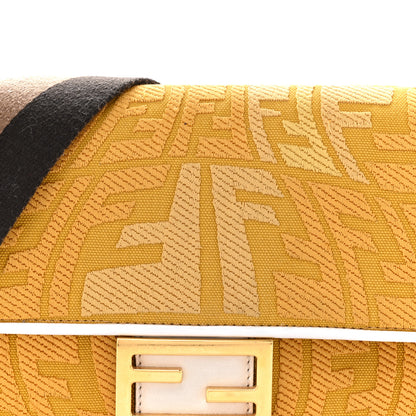 Fendi X SARA COLEMAN Canvas Vitello King Seta FF Fish Eye Embroidered Baguette Mostarda White Ice 9 of 15