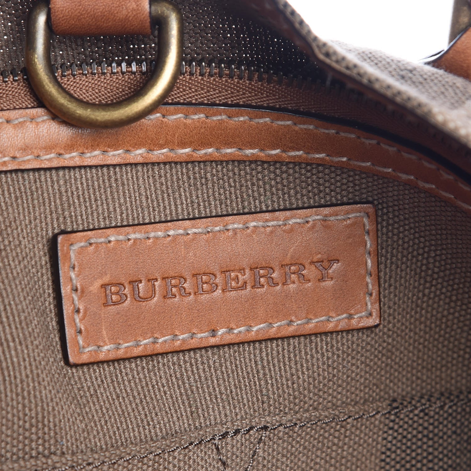 Burberry Canvas Mega Check Medium Tottenham Brit Tote Saddle Brown 6 of 8