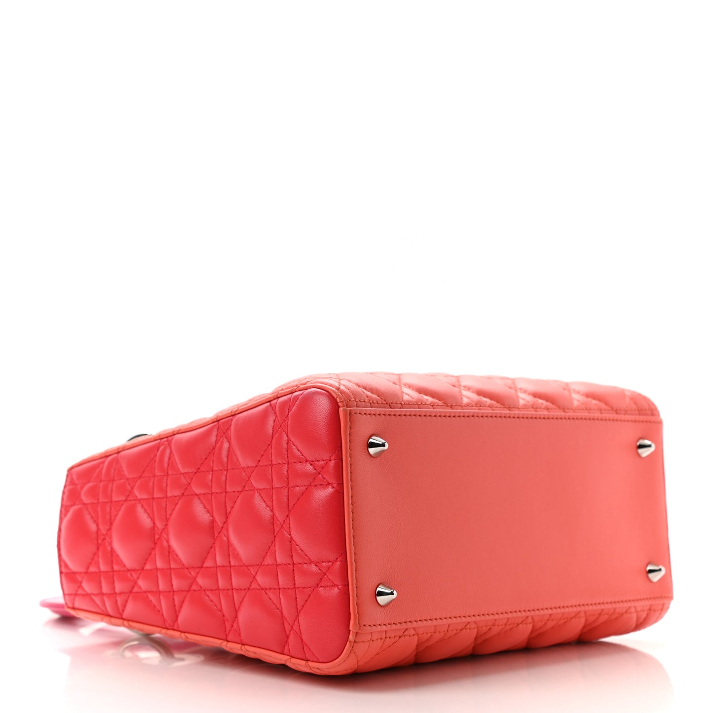 Lambskin Cannage Tri-Color Medium Lady Dior Orange Riviera Fuchsia Cosmopolitan Lipstick Natural