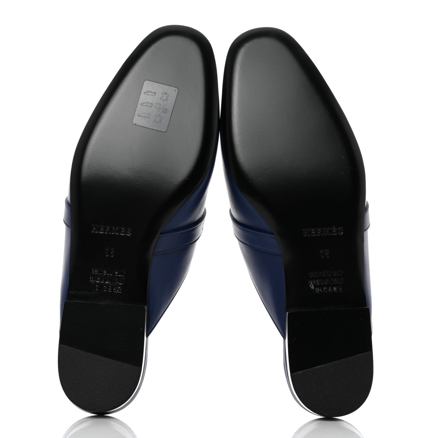 Calfskin Oz Mules 36 Bleu Maritime