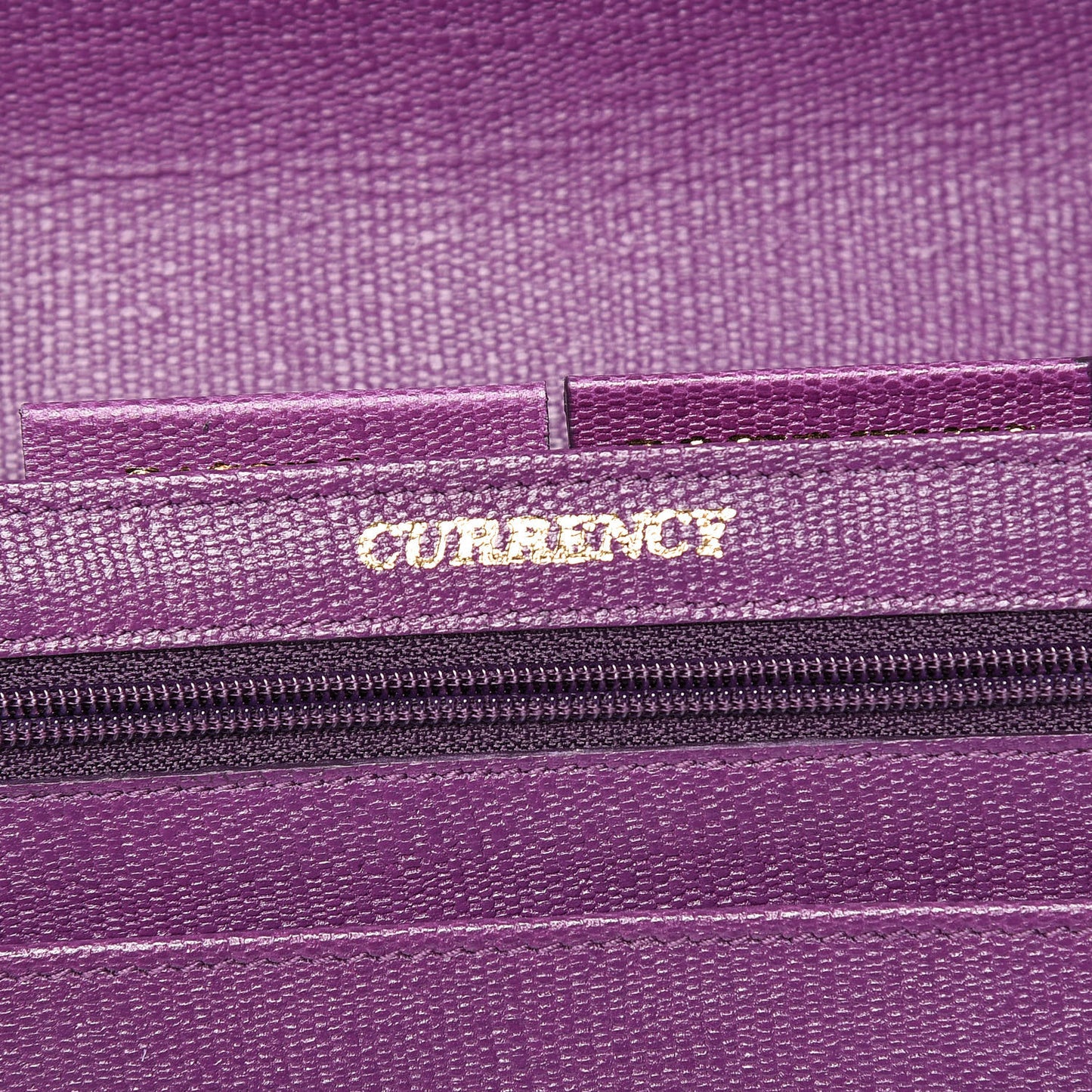 Textured Calfskin Classic Y Document Case Clutch Purple