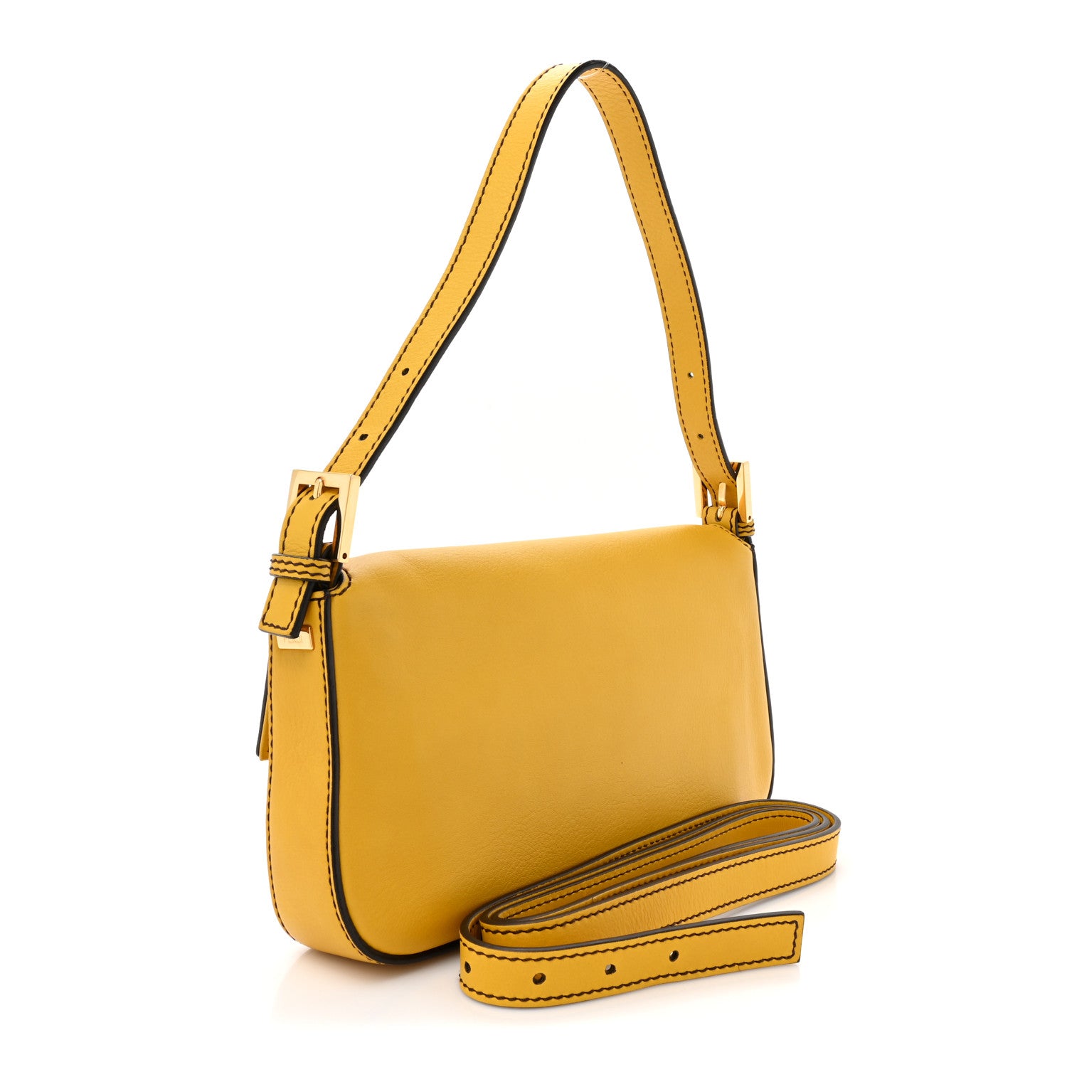 Fendi Vitello Flamingo Enamel Interchangeable Strap Baguette Chantilly Marrone Tobacco 4 of 12