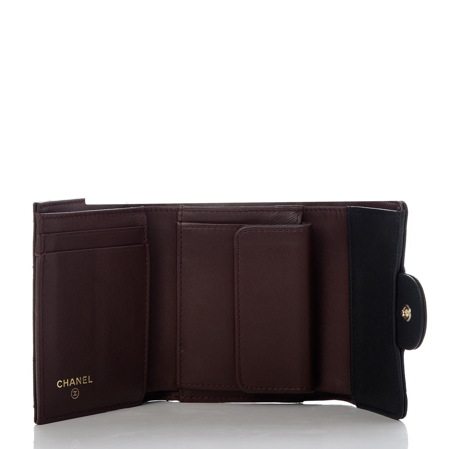 Chanel Caviar Chevron Quilted Compact Flap Wallet Black 5 of 8