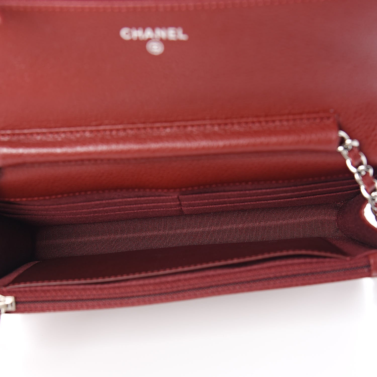 Chanel Caviar Quilted Wallet On Chain WOC Dark Red 5 of 12