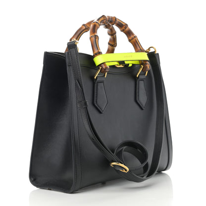 Gucci Calfskin Small Diana Tote Bag Black Yellow Fluo 3 of 14