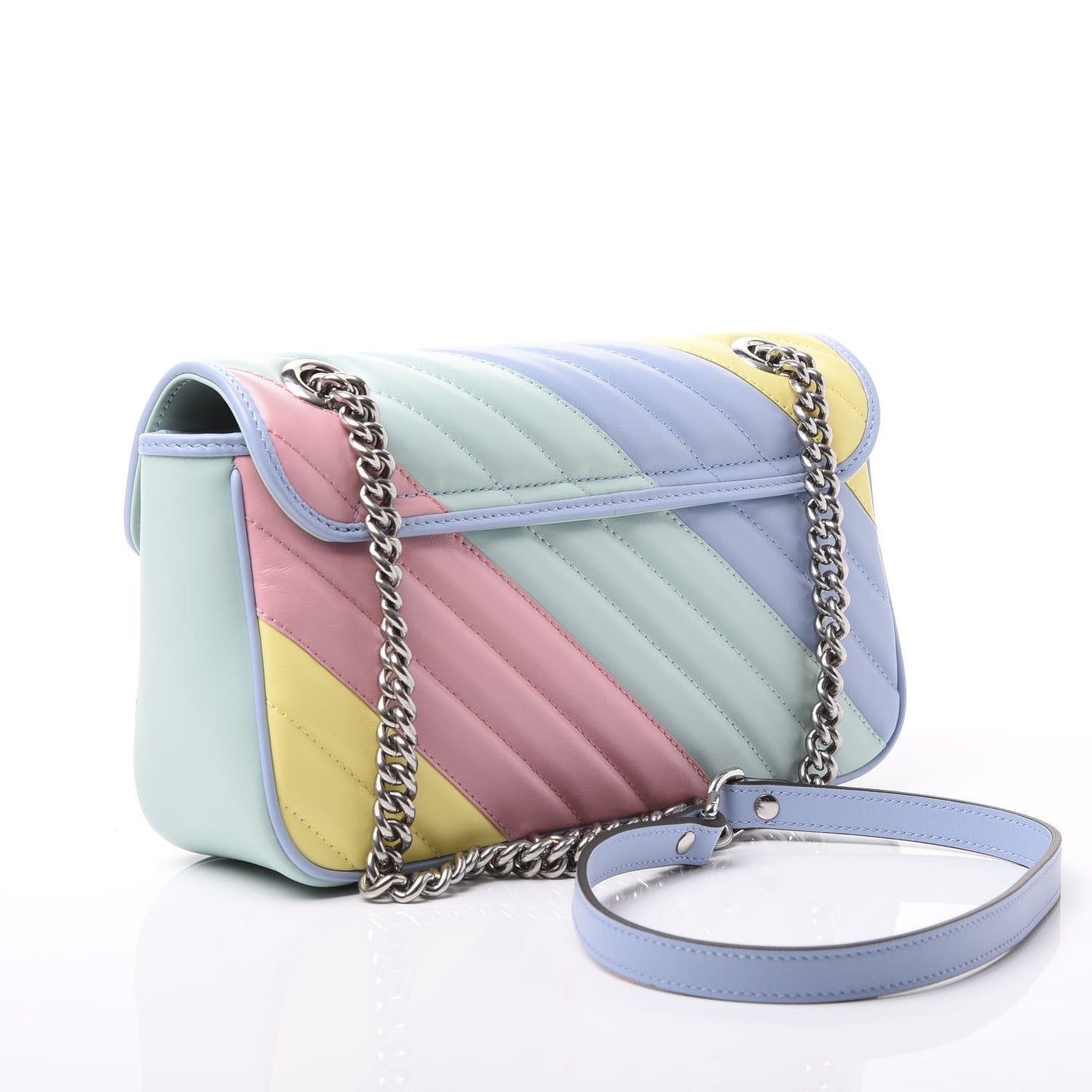 Calfskin Matelasse Diagonal Small GG Marmont Shoulder Bag Multicolor Pastel