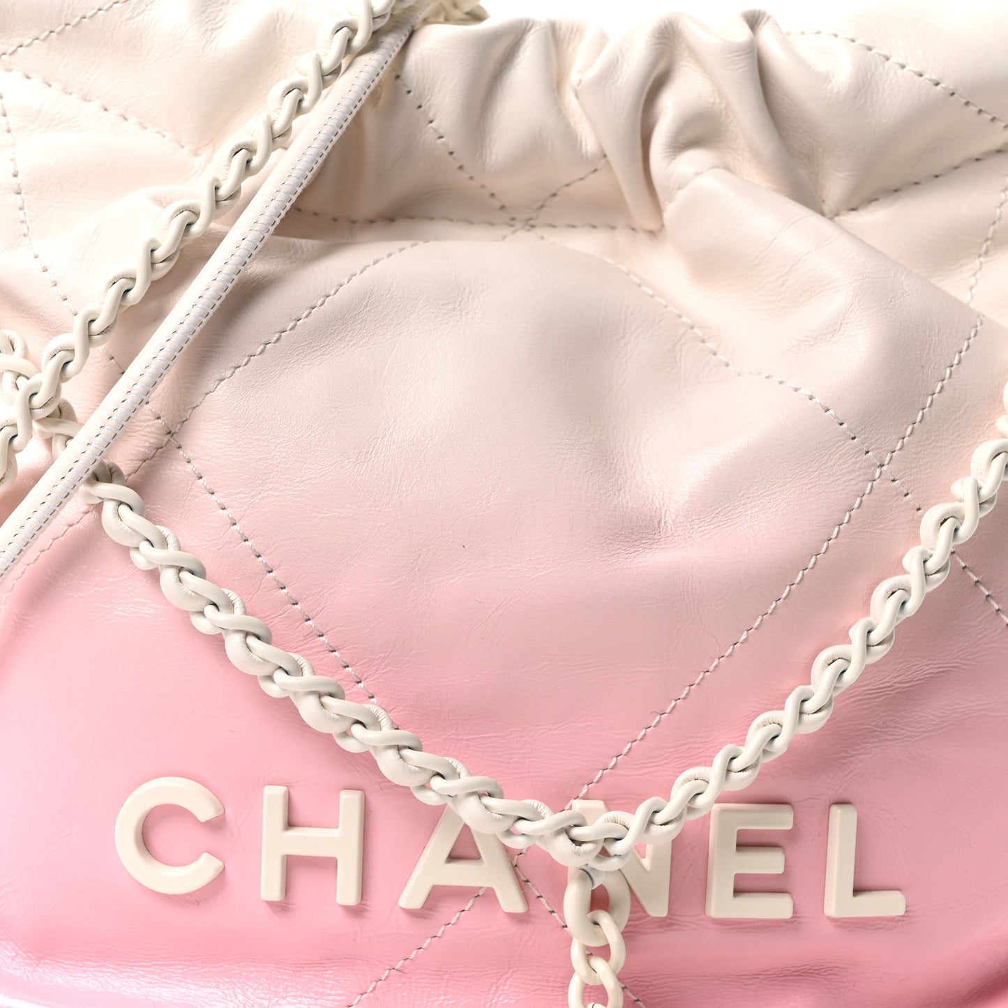 Patent Gradient Calfskin Quilted Mini Chanel 22 White Light Pink