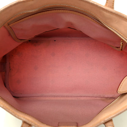 MCM Visetos Stirped Shopper Tote White 5 of 8
