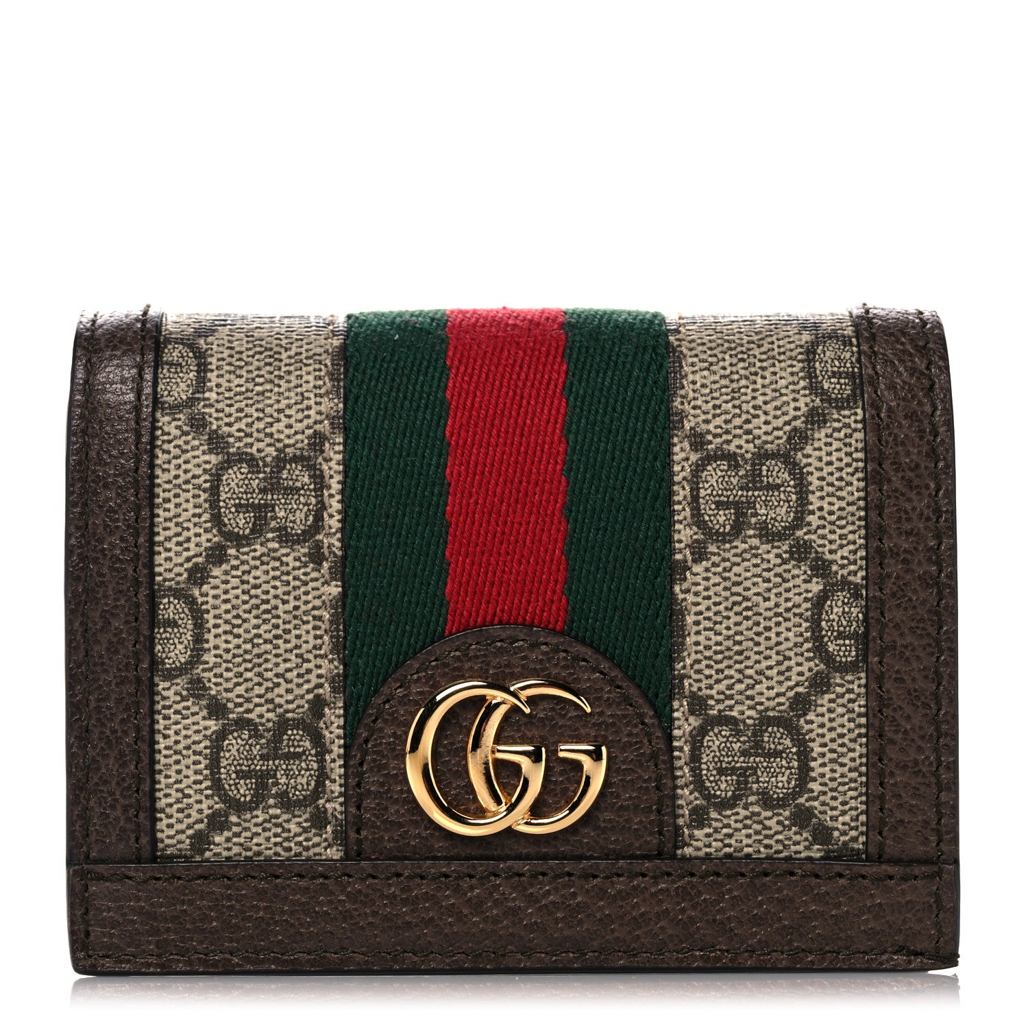 Gucci GG Supreme Monogram Web Ophidia Card Case Beige New Acero 1 of 7