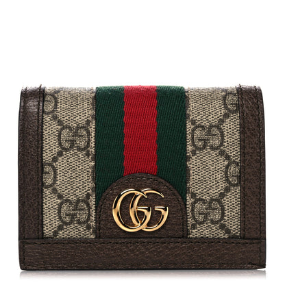 Gucci GG Supreme Monogram Web Ophidia Card Case Beige New Acero 1 of 7