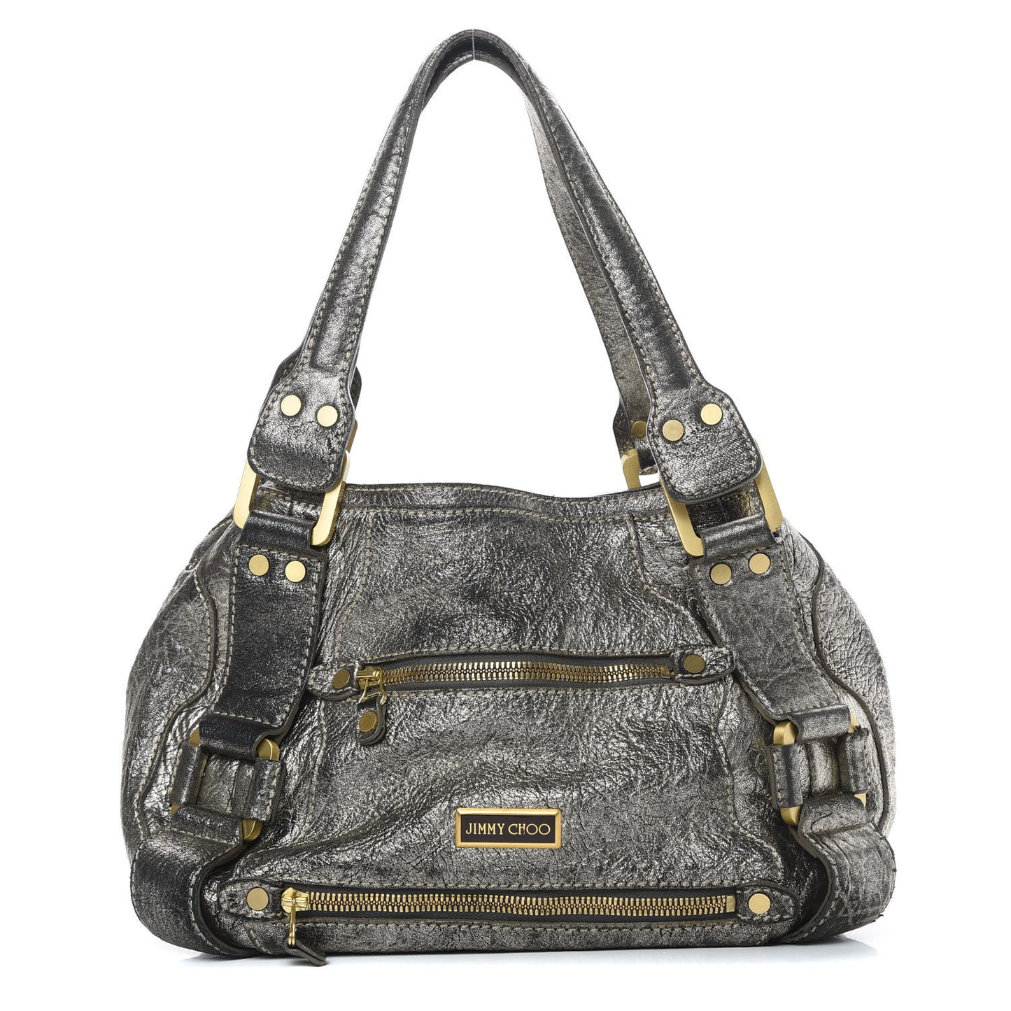 Metallic Calfskin Mahala Tote Pewter
