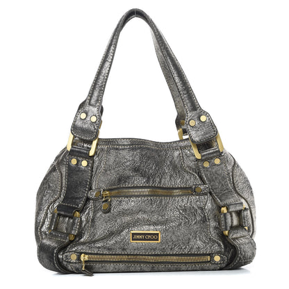 Jimmy Choo Metallic Calfskin Mahala Tote Pewter 1 of 17