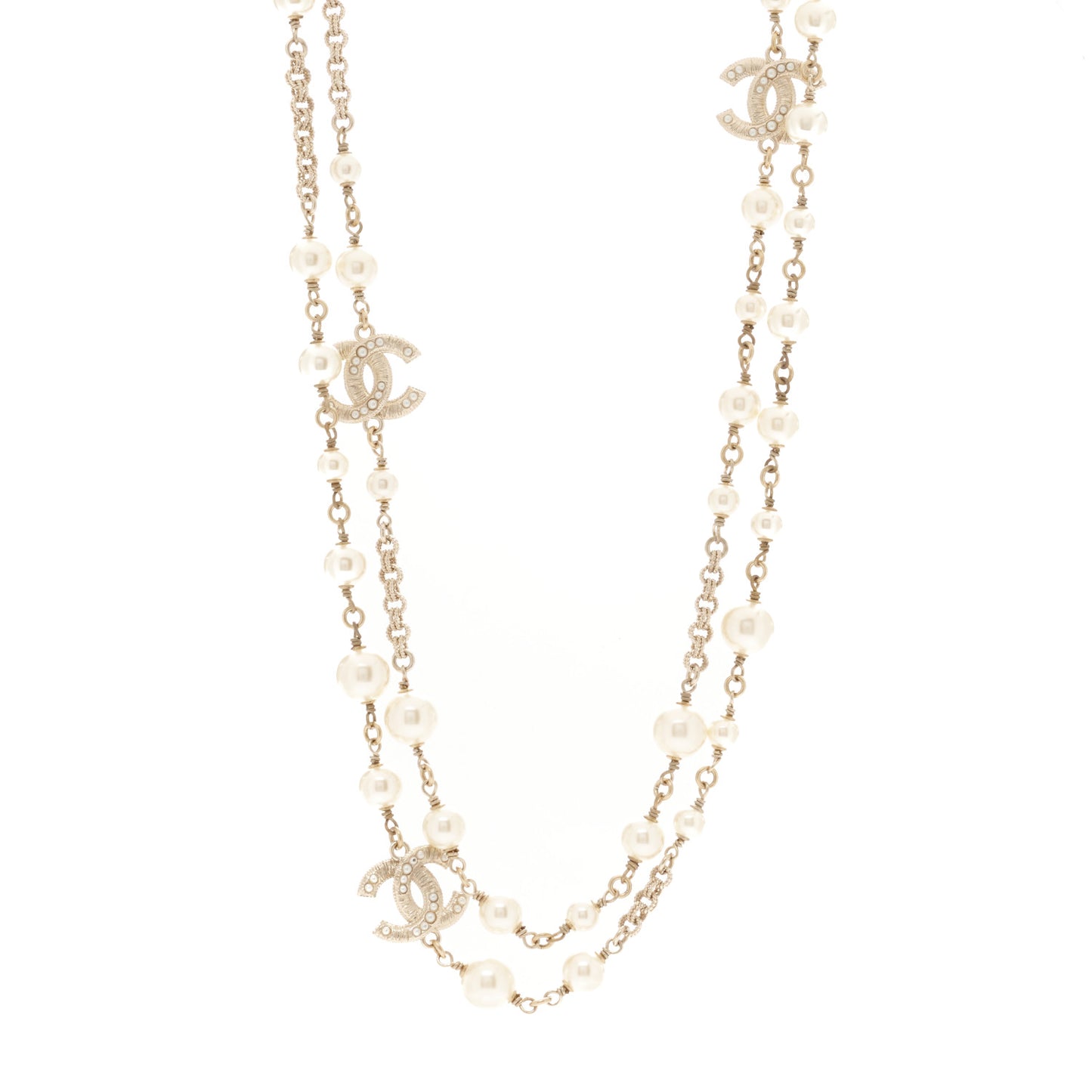 Pearl CC Necklace Light Gold