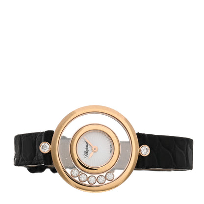 Chopard 18K Rose Gold Alligator 5 Diamond 25mm Happy Diamonds Quartz Watch 2 of 4