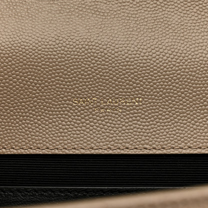 Saint Laurent Grain De Poudre Textured Mixed Matelasse Medium Triquilt Monogram Satchel Dark Beige 7 of 11