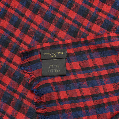 Louis Vuitton Silk Wool Etole Monogram Checks Scarf Rouge 4 of 5
