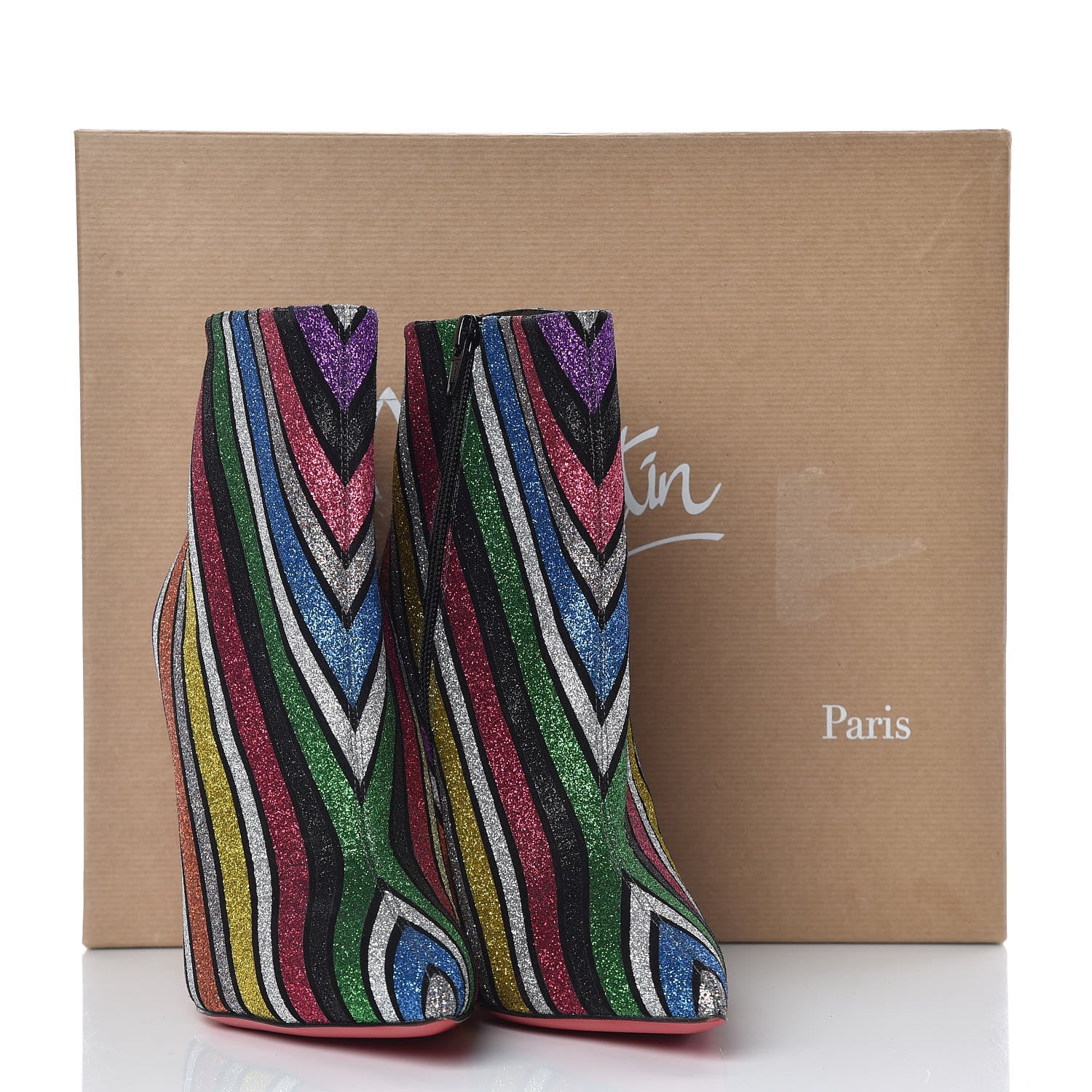 Christian Louboutin Suede Stripyglitter So Kate Booty 100 Ankle Boots 39.5 Multi 8 of 8