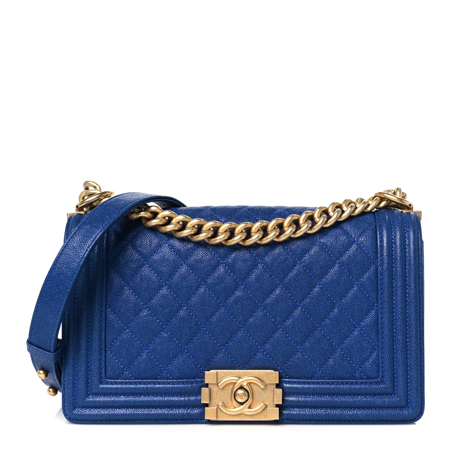 Chanel Iridescent Caviar Quilted Medium Boy Flap Blue 1 of 10