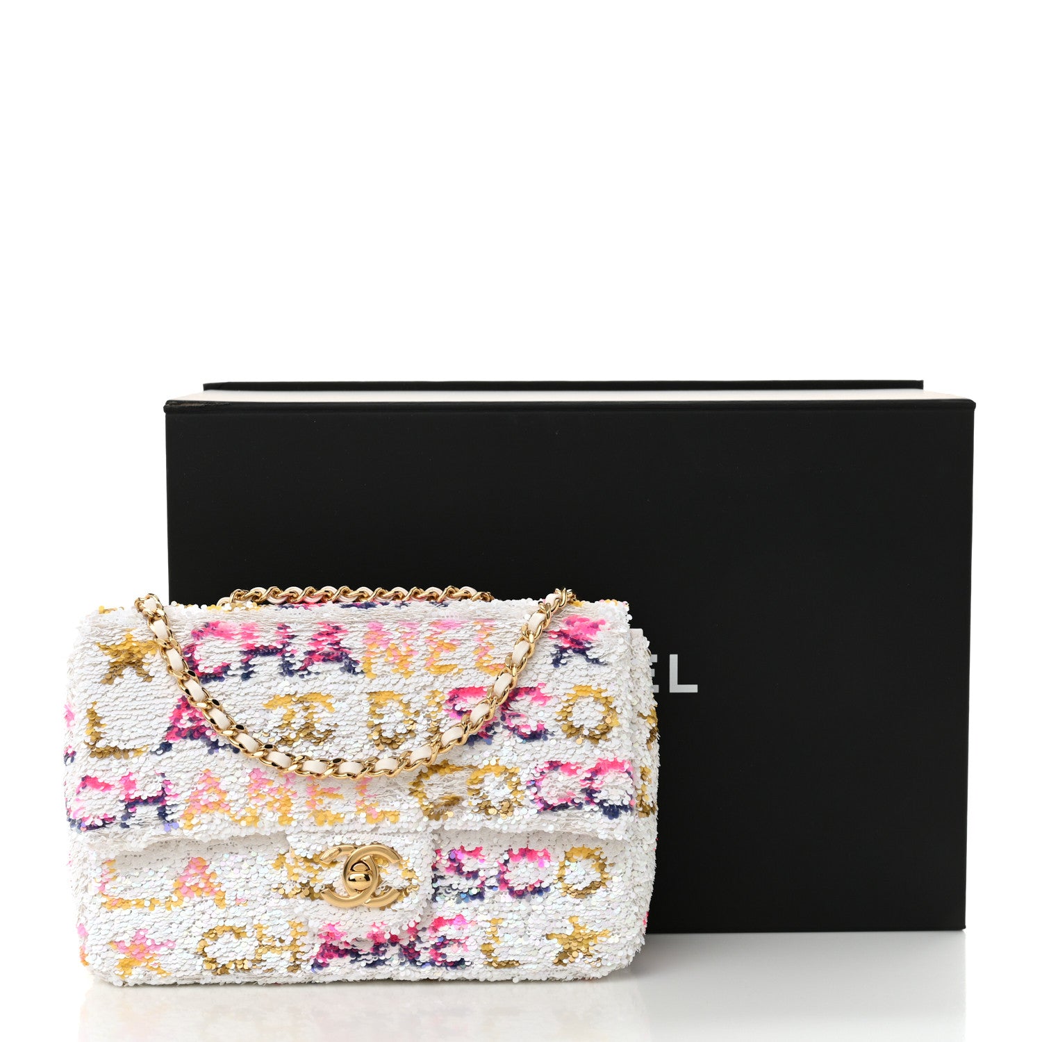 Chanel Sequin Logo Mini Rectangular Flap White Multicolor White Multicolor 11 of 11
