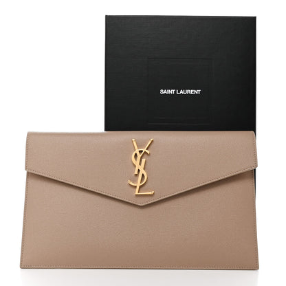 Saint Laurent Grain De Poudre Uptown Pouch Taupe 9 of 9