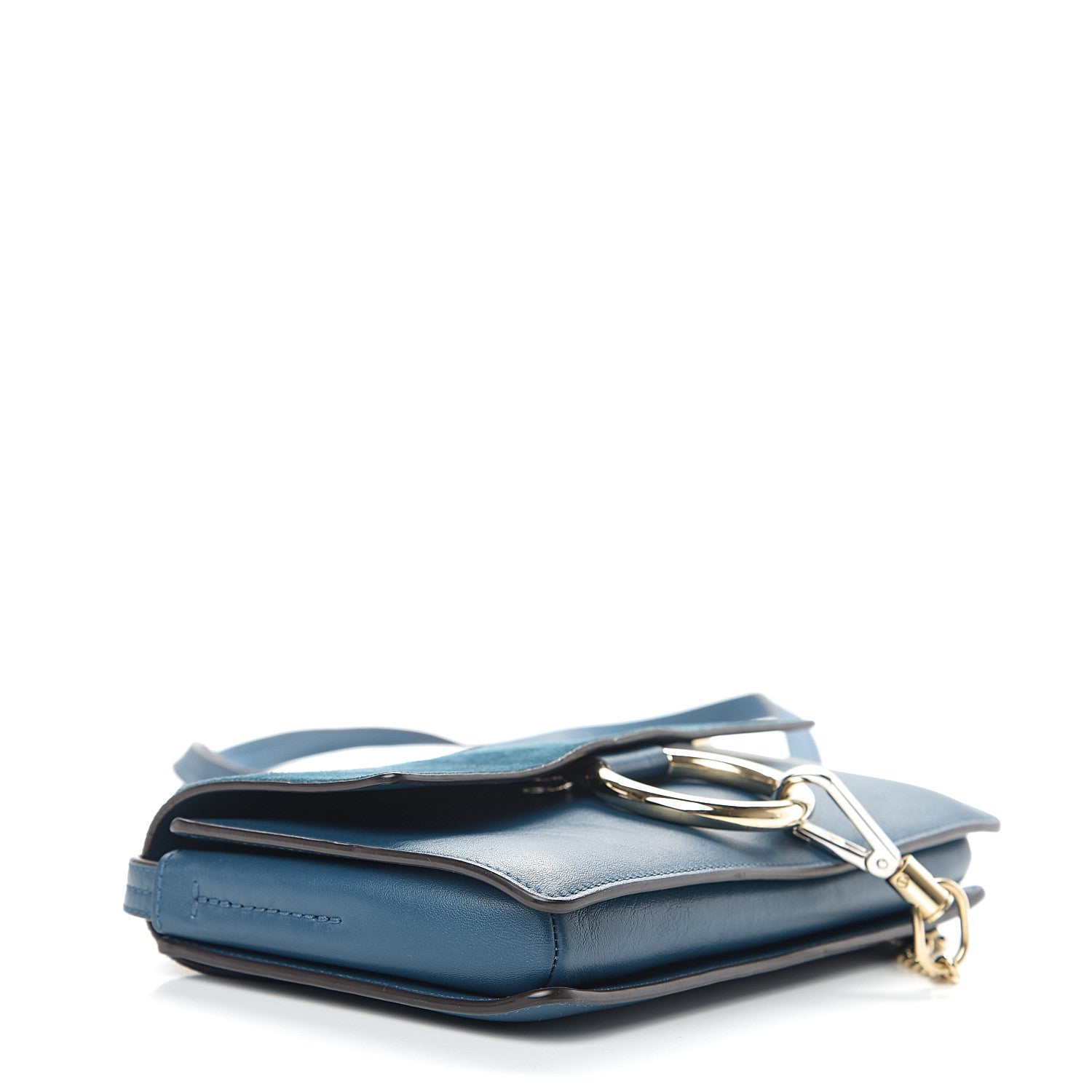 Chloe Suede Calfskin Small Faye Shoulder Bag Majolica Blue 3 of 9