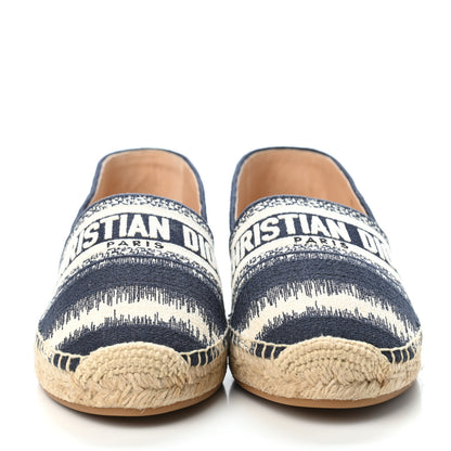 Christian Dior Cotton D-Stripes Embroidered Granville 15mm Espadrilles 40.5 Deep Blue 2 of 4