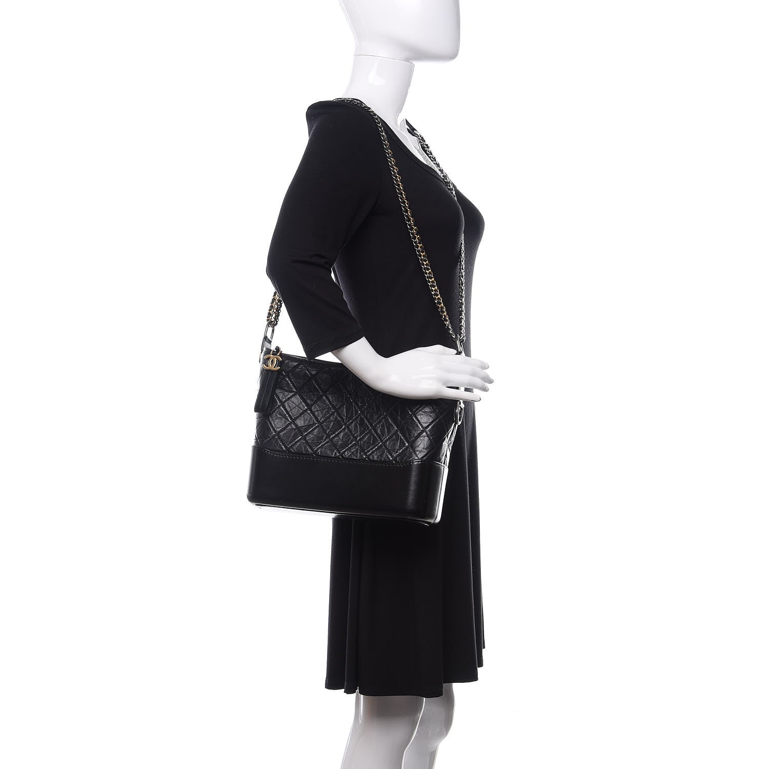 Chanel Aged Calfskin Quilted Medium Gabrielle Hobo Black 2 of 11