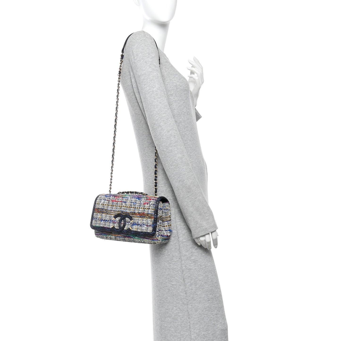 Tweed Snakeskin Quilted Medium CC Filigree Flap Multicolor