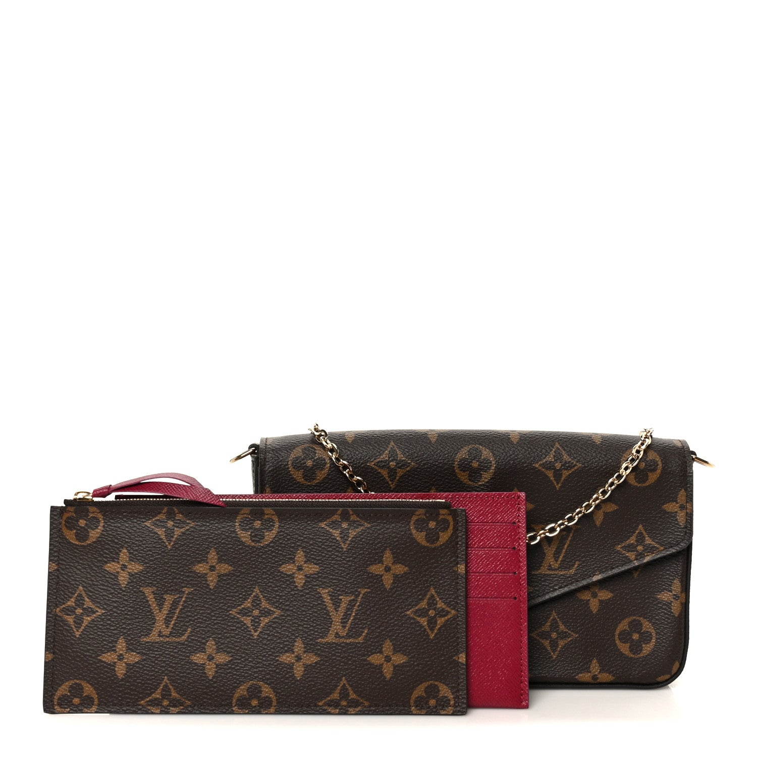 Louis Vuitton Monogram Pochette Felicie Chain Wallet Fuchsia 3 of 15