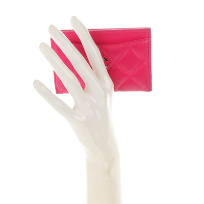 Chanel Lambskin Quilted Card Holder Fuchsia 2 of 9