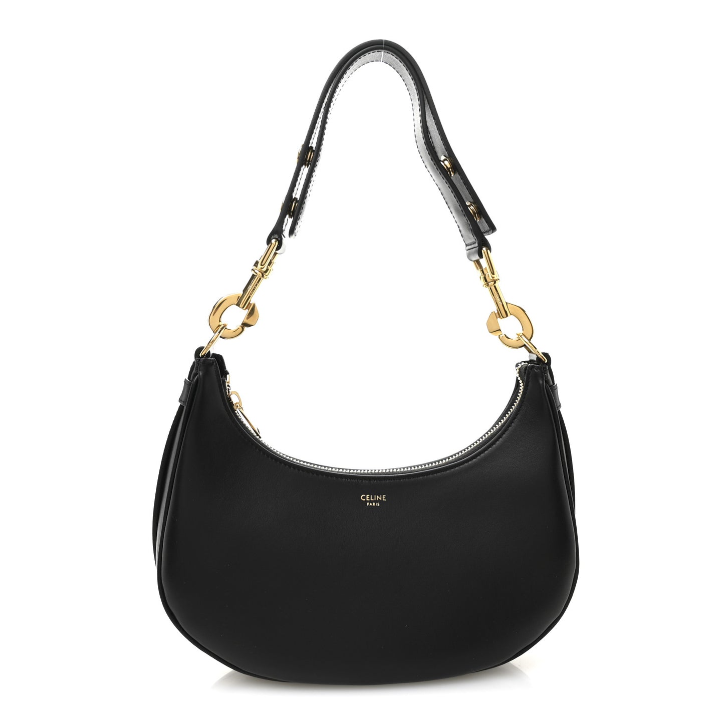 Smooth Calfskin Medium Strap Ava Shoulder Bag Black
